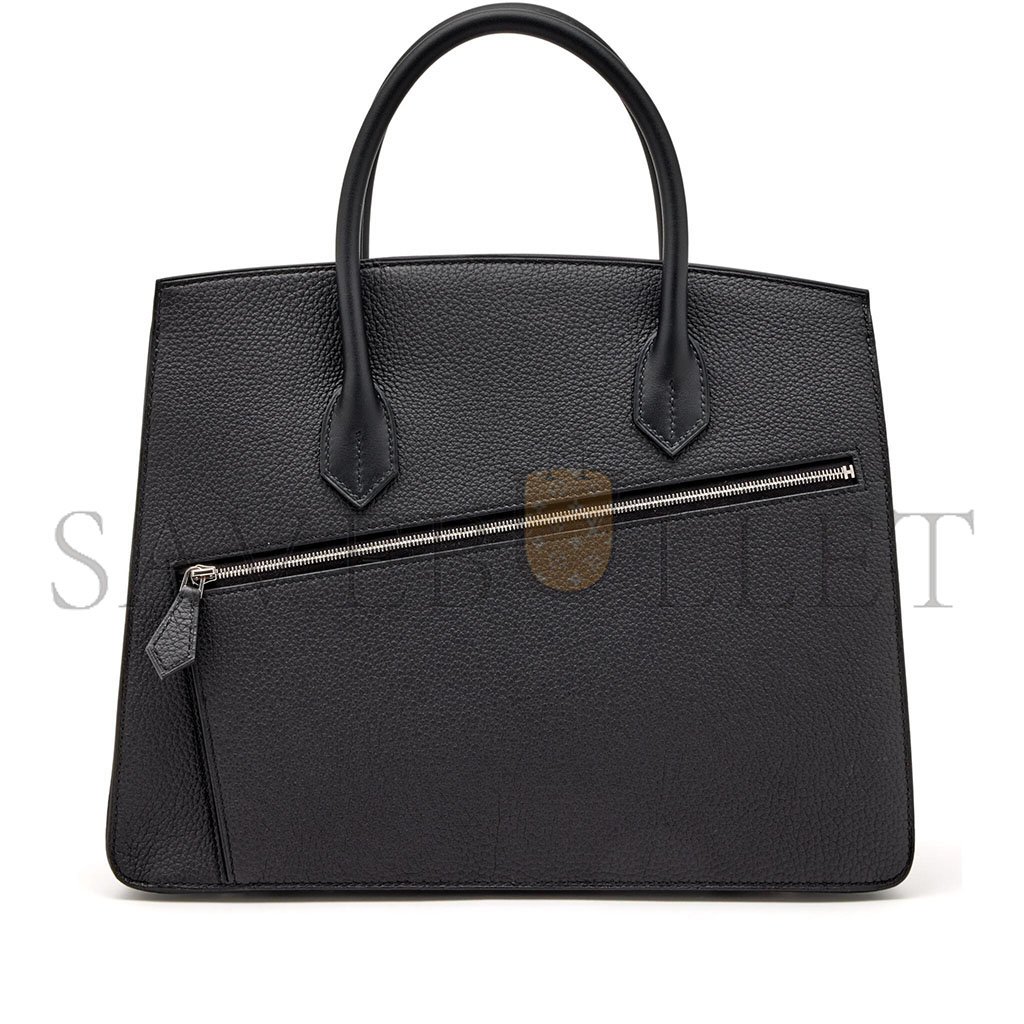 H**mes birkin 30 togo and swift naturelle leather black silver buckle h028539ck03 (30*22*16cm)